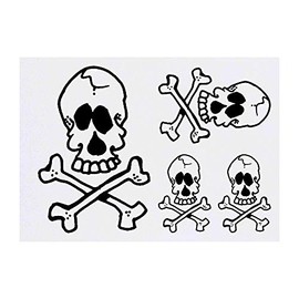4 x 'Skull & Crossbones' Temporary Tattoos - Water Resistant, Skin-Safe, Non-Toxic Transfers, Mixed Sizes (TO00033593)