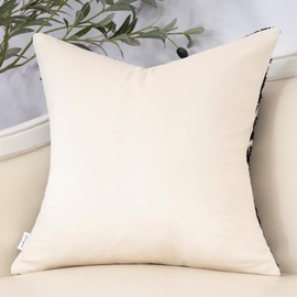 Yangest Chenille Floral Pillow Cover 18 x18 Inches, Neutral Jacquard Square Throw Pillow Cover Soft Decorative Nature Accent Couch Pillow Cover for Living Room Bedroom, Beige