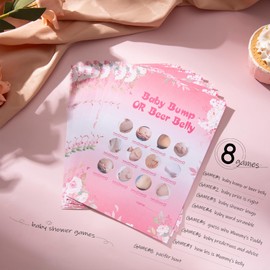 Baby Shower Games for Girl or Boy -240PCS 8Games, Bingo Cards for Guests, Baby Shower Word Scramble etc, Pink