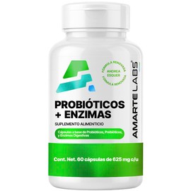 AMARTE LABS Probióticos + Enzimas Digestivas 25 Billones UFC Prebiótico Cápsula Entérica 60 Cápsulas