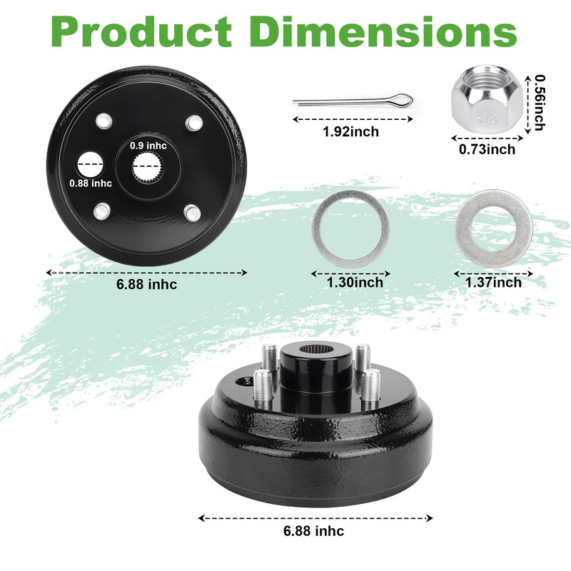 10L0L Golf Cart Brake Drum Hub Assembly for EZGO 1991-up