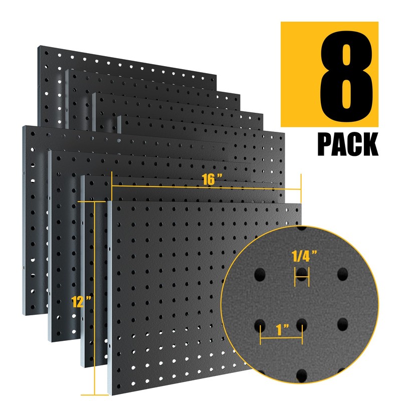 Spampur Peg Board, 8 Pack Metal Pegboard Panels White &