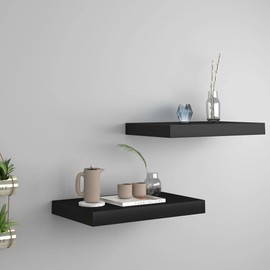 TREATLIFE HOME Maximize Space with Floating Wall Shelves, Invisible Mounting System, Durable MDF and Metal, Black, 15.7 x 9.1 x 1.5 Inches