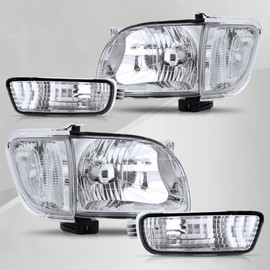 AJP Distributors Factory Style Headlights + Bumpers + Corners Chrome Housing Clear Len Clear Reflector for Toyota Tacoma 2001-2004
