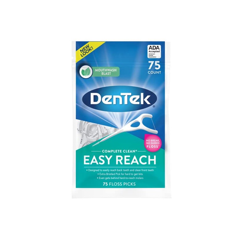 DenTek Complete Clean Easy Reach Floss Picks, Advanced Fluoride Coating,