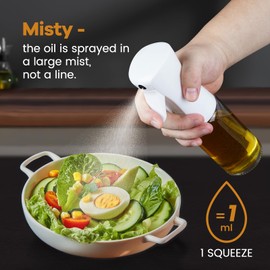 WANKODA Oil Sprayer For Cooking, 2024 Newest Upgraded Olive Oil Sprayer and Dispenser for Kitchen, Food Grade Oil Spray Bottle for Cooking, Air Fryer, Deep Frying, BBQ (White, 220ml)