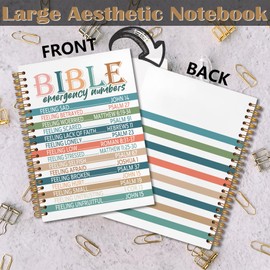 FITIE Christian Spiral Notebook 5.5x8.3, Bible Emergency Numbers Journal, Christian Faith Based Gifts for Women, Prayer Journal for Women, Bible Journaling Notebooks for Note Taking
