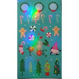 Unbranded 2 sheets - Holographic Holiday Wreaths, Candy,  and Christmas Trees