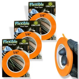 LiME LiNE Flexible Vinyl Fine Line Masking Tape for Automotive Custom Paint, No Residue Fineline Orange - 1/4" - Pack of 3