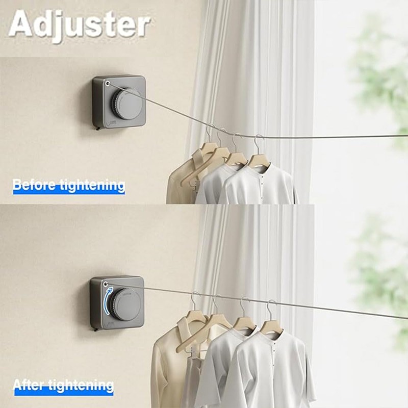 AIMALL Retractable Clothesline, 3.54in Invisible Wall Mounted Double Rope Dryer,