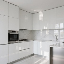 Kitico White Contact Paper 15.7"x118.1" Glossy White Wallpaper for Countertop/Cabinet Removable Self Adhesive Wall Paper Glossy Waterproof Kitchen Peel and Stick Wallpaper Decorative Vinyl