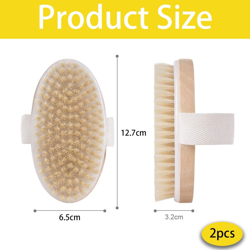 2Pcs Premium Maple Wood Dry Brushing Body Brush for Skin