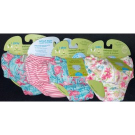 i play BY Green Sprouts 6 Month Swimsuit Diaper lot of 4 flamingo flowers pink