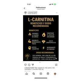 L-carnitina 1500 Mg Skin Beauty  Health Sin Sabor                                                                                                     