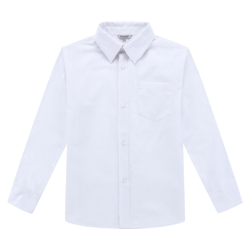 Bienzoe Boy's School Uniform Long Oxford Shirt -