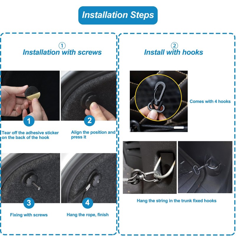Car Rear Cargo Net, Adjustable Elastic Storage Organizer Net, Trunk