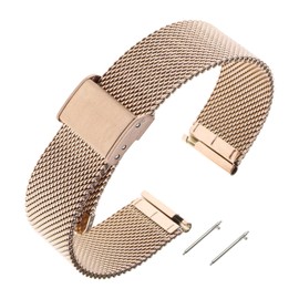 ECSiNG Watch Strap Replacement Compatible with Garmin Vivoactive 4S / Vivomove 3S / Venu 2S Adjustable Watch Band Metal Wrist Strap 135mm-210mm Rose Gold