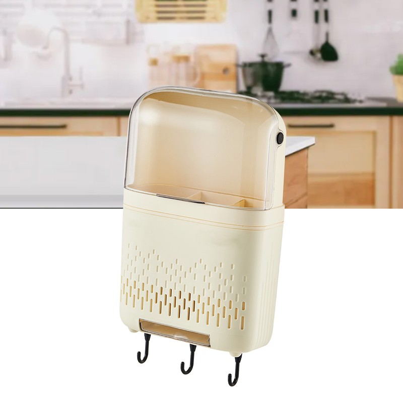 Wall Mounted Chopstick Holder with Hooks Self Adhesive Wall Mounted