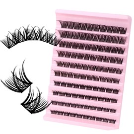 FADVAN Lash Clusters Spikes Eyelash Clusters 0.07 D-Curly Cluster Eyelash Extensions Wispy Individual Lashes Invisible Band Lashes Clusters Thick Volume DIY Lash Extension