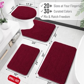 OLANLY Bathroom Rugs 30x20, Extra Soft Absorbent Chenille Bath Rugs, Rubber Backing Quick Dry, Machine Washable Bath Mats for Bathroom Floor, Tub and Shower, Home Decor Accessories, Burgundy