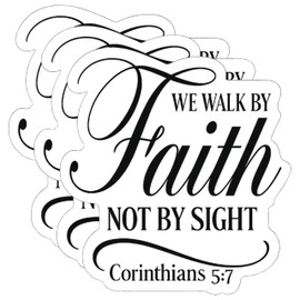 3pcs Bible Verse Stickers – “We Walk by Faith Not by Sight” – 2 Corinthians 5:7 – 3x3in Waterproof Christian Vinyl Decals for Laptops, Journals, Bibles, Bottles