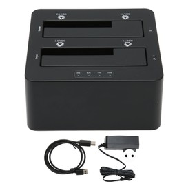 USB C 3.0 to SATA External Hard Drive Dock Support 16TB 5Gbps HDD SSD Cloner for Dual Bay 2.5 3.5 Inch SATA I II III SSD HDD EU Plug  (Not Inclube Hard Disk)