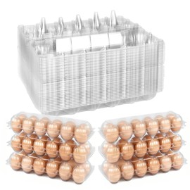 zandfelo 40 Pcs Plastic Egg Cartons, 12 Grids Eggs Cartons, 2x6 Grids Egg Boxes, Eggs Containers for Refrigerator,Chicken Farm Markets