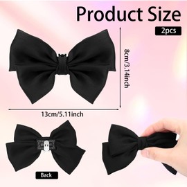 KALIONE 2 Pieces Decorative Shoe Clips, Bow Shoe Clips, Removable Satin Bow Shoe Clips, Plain Shoe Clips, Elegant Wedding Party Shoe Buckle Accessories for Women and Girls, Satin fabric