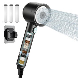 Carehabi Doccino per Doccia Soffione Doccia con Tubo 1.5M 3 Cartucce Filtranti Soffione Doccia Alta Pressione per Bagno