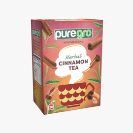 Puregro Cinnamon Tea 40g (20 Tea Bags) | PACK OF 6 | Herbal Tea | 100% Pure Natural | CAFFEINE FREE.
