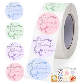 YOJO Thank You Stickers, 500 Pcs 1 Inch Cute Bow Thank You Stickers, Self-Adhesive Stickers for Small Business Envelope Seals Gift Wraps Party Wedding Birthday