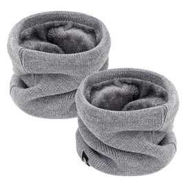 Neck Warmer Windproof Thermal Knitted Snood Scarf for Men Women Thick Winter Cold Weather Knitted Circle Scarf for Outdoor Sports (gray, One Size)