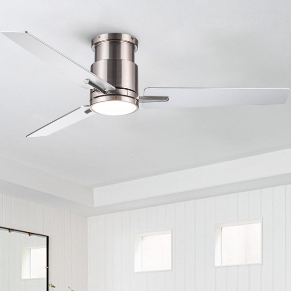 espidoo 52" Low Profile Ceiling Fan with Light: Brushed Nickel