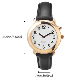 QINGQIAN English Talking Watch Applicable to The Middle-Aged, The Elderly and The Visually impaired for Women's Style