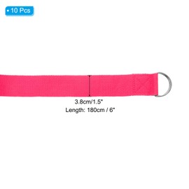 PATIKIL Yoga Strap for Stretching 6 Feet, 10Pcs Cotton Yoga Belt with Adjustable Metal D-Ring Buckle Stretch Bands for Fitness Pilates, Fuchsia