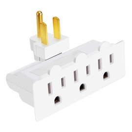 3 Outlet Wall Adapter, VSEER ETL Listed 3-Prong Grounded 180 Degree Swivel Indoor AC Mini Plug Wall Outlet Extender Tap White (1 Pack)