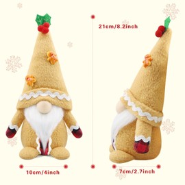Gehydy Christmas Gonk Decorations Handmade Candy Gnome Plush Stuffed Xmas Decor for Home Kitchen Farmhouse - Yellow Brown