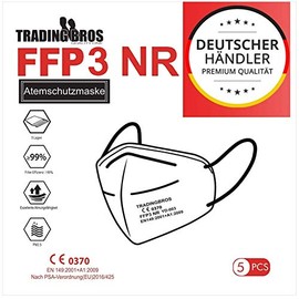 5x Premium FFP3 Mask without Valve with Ear Loop Respirator Masks