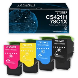 78C1X CS421H High Yield Toner Cartridge Remanufactured 78C1XK0 78C1XC0 78C1XM0 78C1XY0 Replacement for CS421 CS521 CS622 CX522 CX421 CX622 CX625 CS622de CS521dn CS421dn CX421adn Printer(4-Pack)