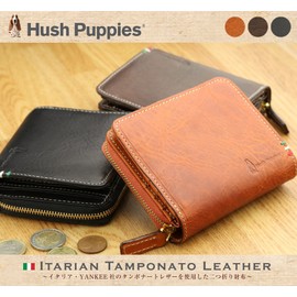 Hush Puppies Italian Leather "Rally" Zip Around Bifold Wallet Black, Black