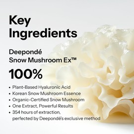 Deepondé Signature Origin 100 Snow Mushroom Mask (5-packs), 100% Snow Mushroom Extract Serum Facial Sheet Masks for All Skin Types, Korean Best Hydrating Skincare Sheet Masks for Glass Skin Face