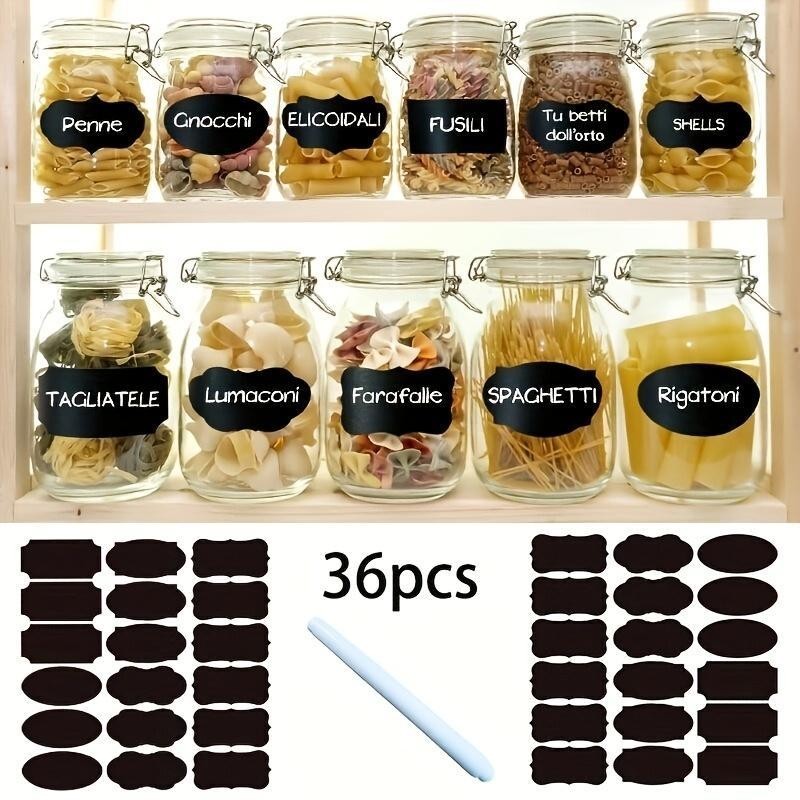 Food Storage Container Label with Pen, 36pcs/set Waterproof Self Adhesive