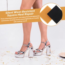 XLIUAX 6pcs High Heels Patch, Rubber Boot Heel Replacement Square Sole Repair Tips Stickers Anti Heel Caps High Heel Tread Pad Non Slip Heel Protectors Heel Replacement Tips(60x60mm)