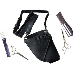 3D Crystal 8 Pockets Hairdresser Scissor Leather Bag, Salon Barber Hairdressing Scissor Pouch Holster Hair Stylist Tools Bag with Waist Shoulder Belt for Comb, Clip, Shear