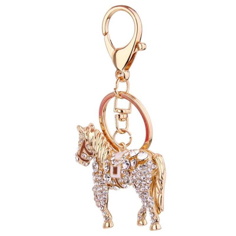 LUOEM Horse Key Fob Gift Key Ring Rhinestone, coffee