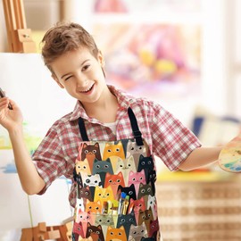 Sosolong Adjustable Neck Kids Waterproof Apron, with Children's Pocket Cooking Apron, Baking, Painting,Gardening