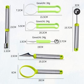 VZU 15 Piece Fruit Tool Set, Melon Cutter Set, Fruit Tool for DIY Fruit Salads, Stainless Steel Fruit Cutter, Multifunctional Watermelon Cutter and Ball Cutter for Fruits