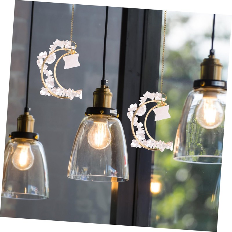 KONTONTY Unique Crystal Window Moon Pendant Decorative Hanging for Living