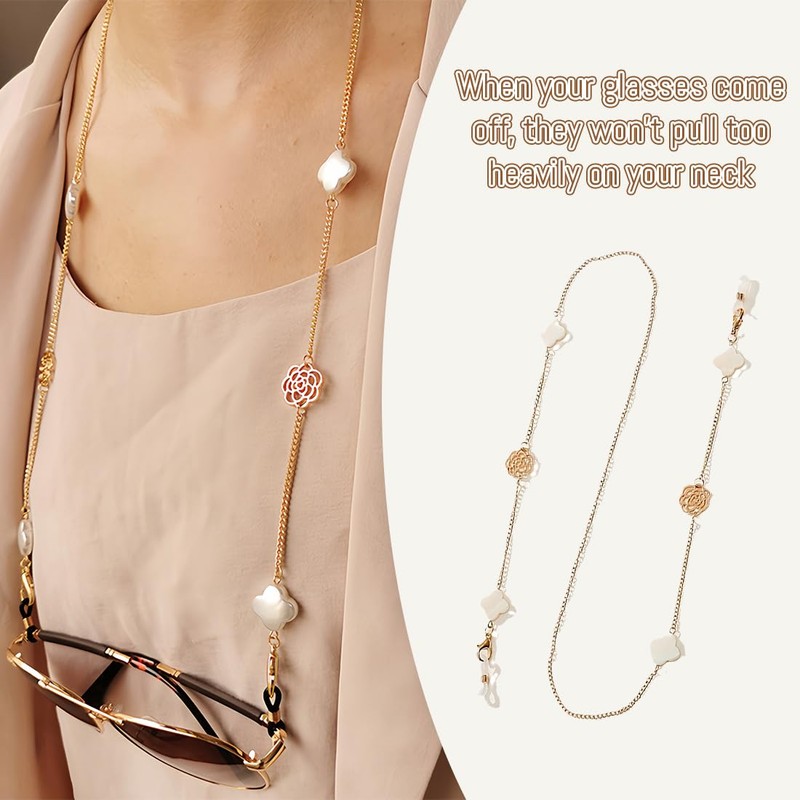 Glasses Chain for Women, Stylish and Elegant Four Leaf Clover