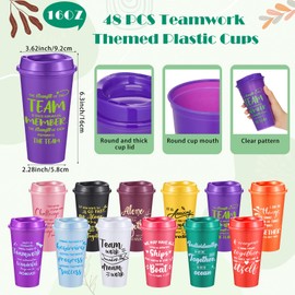 Skylety 48 Set/ 192 Pcs Team Appreciation Gifts Bulk Team Thank You Gift Set 16 oz Coffee Cups Thank You Mini Spiral Notebooks Pens Keychains for Staff Teacher(Classic Color)